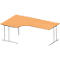Schäfer Shop Select Bureau d'angle COMBITEC, angle 90° gauche, pied en C, L 2000 x P 1200/800 x H 677-817 mm, hêtre/alu blanc