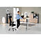 Schäfer Shop Select Bureau Start Off - elektrisch in hoogte verstelbaar - T-poot – L 1600 x B 800 x H 705/1205 mm – ahorn/wit aluminium + lade +kabelspiraal