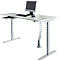 Schäfer Shop Select Bureau Start Off - elektrisch in hoogte verstelbaar - T-poot – L 1600 x B 800 x H 705/1205 mm – lichtgrijs/wit aluminium + lade + kabelspiraal