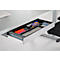 Schäfer Shop Select Bureau Start Off - elektrisch in hoogte verstelbaar - T-poot – L 1600 x B 800 x H 705/1205 mm – lichtgrijs/wit aluminium + lade + kabelspiraal