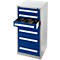 Schäfer Shop Select cajonera SF 70, 7 cajones, aluminio blanco RAL 9006 azul genciana RAL 5010