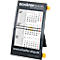 Calendrier de bureau noir avec des accents jaunes, de janvier à mars 2027. Imprimé : Schäfer Shop. www.schaefer-shop.de