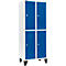 Schäfer Shop Select Casier de vestiaires avec 2 x 2 compartiments, 400 mm, sur pieds, serrure à came batteuse, porte bleu gentiane