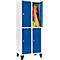 Schäfer Shop Select Casier de vestiaires avec 2 x 2 compartiments, 400 mm, sur pieds, serrure à came batteuse, porte bleu gentiane