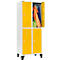 Schäfer Shop Select Casier de vestiaires avec 2 x 2 compartiments, 400 mm, sur pieds, serrure à came batteuse, porte jaune colza