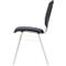 Vue latérale d'une chaise. Assise et dossier gris avec un cadre argenté.