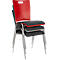 Schäfer Shop Select Chaise empilable rouge, empilable jusqu'à 10 pièces, résistante aux désinfectants, avec rembourrage en tissu, L 430 x P 410 x H 450 mm, bois &amp; acier