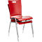 Schäfer Shop Select Chaise empilable rouge, empilable jusqu'à 10 pièces, résistante aux désinfectants, sans rembourrage en tissu, L 430 x P 410 x H 450 mm, bois &amp; acier