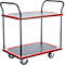 Schäfer Shop Select Chariot à plateaux 120L, 2 plateaux, acier revêtu par poudre, roues PUR, L 485 x P 710/775 x H 1000 mm, jusqu'à 220 kg, noir/rouge