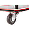 Schäfer Shop Select Chariot à plateaux 130L, 3 plateaux, acier peint époxy, roues PUR, L 485 x P 710/775 x H 1000 mm, jusqu'à 220 kg, noir/rouge