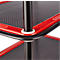 Schäfer Shop Select Chariot à plateaux 130L, 3 plateaux, acier peint époxy, roues PUR, L 485 x P 710/775 x H 1000 mm, jusqu'à 220 kg, noir/rouge