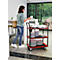 Schäfer Shop Select Chariot à plateaux 130L, 3 plateaux, acier peint époxy, roues PUR, L 485 x P 710/775 x H 1000 mm, jusqu'à 220 kg, noir/rouge