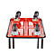 Schäfer Shop Select Chariot à plateaux 220DB, 3 plateaux, acier peint époxy, roues PUR, L 615 x P 880/965 x H 1000 mm, jusqu'à 370 kg, noir/rouge