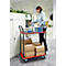 Schäfer Shop Select Chariot à plateaux 220DB, 3 plateaux, acier peint époxy, roues PUR, L 615 x P 880/965 x H 1000 mm, jusqu'à 370 kg, noir/rouge