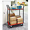 Schäfer Shop Select Chariot à plateaux 220DB, 3 plateaux, acier peint époxy, roues PUR, L 615 x P 880/965 x H 1000 mm, jusqu'à 370 kg, noir/rouge
