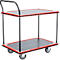 Schäfer Shop Select Chariot à plateaux 220SB, 2 plateaux, acier peint époxy, roues PUR, L 615 x P 880/965 x H 1000 mm, jusqu'à 370 kg, noir/rouge