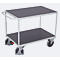 Schäfer Shop Select Chariot de transport pour usage intensif, panneau acier/MDF, gris clair/gris foncé, 2 plateaux, L 1200 x l 800 mm, roulettes TPE avec EasySTOP, jusqu'à 500 kg