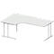 Schäfer Shop Select COMBITEC hoekbureau, 90° hoek links, C-poot, B 2000 x D 1200/800 x H 677-817 mm, aluminium lichtgrijs/wit
