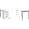 Schäfer Shop Select complete set LOGIN, 4-poots bureau 1800 mm, 4-poots aanbouwtafel, verrijdbaar onderstel, wit