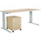 Schäfer Shop Select Conjunto de muebles de oficina de 2 piezas Moxxo IQ, escritorio An 1600 x P 800 mm, pata en C + archivador con ruedas 333, acabado en arce