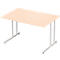 Schäfer Shop Select Desk COMBITEC, rechthoekig, C-poot, B 1200 x D 800 x H 677-817 mm, ahorn/wit aluminium