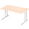 Schäfer Shop Select Desk COMBITEC, rechthoekig, C-poot, B 1600 x D 800 x H 677-817 mm, ahorn/wit aluminium