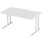 Schäfer Shop Select Desk COMBITEC, rechthoekig, C-poot, B 1600 x D 800 x H 677-817 mm, aluminium lichtgrijs/wit