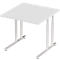 Schäfer Shop Select Desk COMBITEC, vierkant, C-poot, B 800 x D 800 x H 677-817 mm, aluminium lichtgrijs/wit