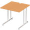 Schäfer Shop Select Desk COMBITEC, vierkant, C-poot, B 800 x D 800 x H 677-817 mm, beuken/wit aluminium