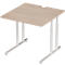 Schäfer Shop Select Desk COMBITEC, vierkant, C-poot, B 800 x D 800 x H 677-817 mm, eiken/wit aluminium