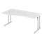 Schäfer Shop Select Desk COMBITEC, vrijstaand, aanbouw links, C-poot, B 1800 x D 1000/800 x H 677-817 mm, aluminium lichtgrijs/wit