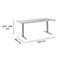 Light grey, height-adjustable desk with dimensions: 1800 mm, 800 mm and 645-1290 mm.