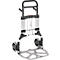 Schäfer Shop Select Diable, capacité de charge 200 kg, pliable, poignées pivotantes, sangle de serrage, 2 roues fixes, aluminium/plastique, rouge-noir-argenté