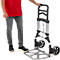 Schäfer Shop Select Diable, capacité de charge 200 kg, pliable, poignées pivotantes, sangle de serrage, 2 roues fixes, aluminium/plastique, rouge-noir-argenté
