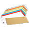 Cardboard corner protection strips of various colors overlapping.