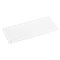 Rectangular white plastic plate with two holes. It lies diagonally in front of a white background.