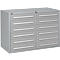 Grey tool cabinet with two columns of six drawers.