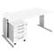 Schäfer Shop Select Ensemble de mobilier de bureau COMBITEC en 2 parties, bureau, L 1600 mm, blanc/alu blanc + caisson à roulettes 1233