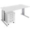 Schäfer Shop Select Ensemble de mobilier de bureau COMBITEC en 2 parties, bureau, L 1600 mm, gris clair/blanc alu + caisson à roulettes 1233