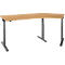 A corner desk with adjustable legs in light wood and gray metal.