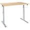 Height-adjustable desk, wood-look tabletop, gray frame.