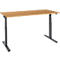 Light brown height-adjustable desk. Black frame, rectangular tabletop.