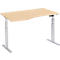 Schäfer Shop Select ERGO-T escritorio, regulable eléctricamente en altura, forma libre, fijación a la izquierda, pata en T, An 1800 x Al 640-1300 mm, decoración arce/aluminio blanco