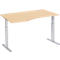 Schäfer Shop Select ERGO-T escritorio, regulable eléctricamente en altura, forma libre, fijación a la izquierda, pie en T, An 1800 x Al 725-1185 mm, arce/aluminio blanco
