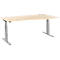 Schäfer Shop Select ERGO-T escritorio, regulable eléctricamente en altura, forma libre, lado derecho, pata en T, An 1800 x Al 640-1300 mm, decoración arce/aluminio blanco