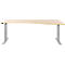 Schäfer Shop Select ERGO-T escritorio, regulable eléctricamente en altura, forma libre, lado derecho, pata en T, An 1800 x Al 640-1300 mm, decoración arce/aluminio blanco