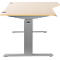 Schäfer Shop Select ERGO-T escritorio, regulable eléctricamente en altura, forma libre, lado derecho, pata en T, An 1800 x Al 640-1300 mm, decoración arce/aluminio blanco