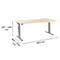 Schäfer Shop Select ERGO-T escritorio, regulable eléctricamente en altura, forma libre, lado derecho, pata en T, An 1800 x Al 640-1300 mm, decoración arce/aluminio blanco