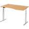 Schäfer Shop Select ERGO-T escritorio, regulable eléctricamente en altura, forma libre, lado derecho, pata en T, An 1800 x Al 640-1300 mm, decoración haya/aluminio blanco