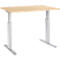 Schäfer Shop Select ERGO-T escritorio, regulable eléctricamente en altura, rectangular, pata en T, An 1200 x F 800 x Al 725-1185 mm, decoración arce/aluminio blanco